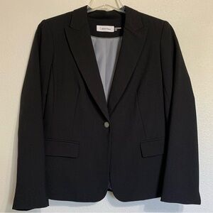 Calvin Klein One Button Classic Blazer Jacket Black Size 12